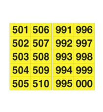 Numero adesivo da 501 a 999 - 45 x 24 mm - 10 et/fg - 50 fogli - nero/giallo Numero adesivo da 501 a 999 - 45 x 24 mm - 10 et/fg - 50 fogli - nero/giallo