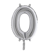 Palloncino - numero 0 - H 36 cm - mylar - argento - Big party Palloncino - numero 0 - H 36 cm - mylar - argento - Big party