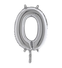 Palloncino - numero 0 - H 36 cm - mylar - argento - Big party Palloncino - numero 0 - H 36 cm - mylar - argento - Big party
