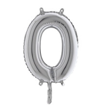 Palloncino - numero 0 - H 36 cm - mylar - argento - Big party Palloncino - numero 0 - H 36 cm - mylar - argento - Big party