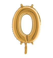 Palloncino - numero 0 - H 36 cm - mylar - oro - Big party Palloncino - numero 0 - H 36 cm - mylar - oro - Big party