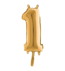 Palloncino - numero 1 - H 36 cm - mylar - oro - Big party Palloncino - numero 1 - H 36 cm - mylar - oro - Big party