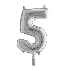 Palloncino - numero 5 - H 36 cm - mylar - argento - Big party Palloncino - numero 5 - H 36 cm - mylar - argento - Big party