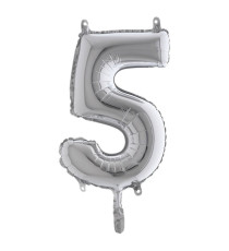 Palloncino - numero 5 - H 36 cm - mylar - argento - Big party Palloncino - numero 5 - H 36 cm - mylar - argento - Big party