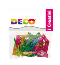 Mollettine mini - in legno - colori neon - 25 mm - Deco - conf. 45 pezzi