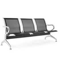 Panca attesa - 3 posti - in acciaio - nero - Serena Group