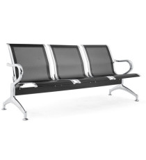 Panca attesa - 3 posti - in acciaio - nero - Serena Group