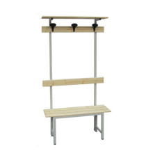 Panca spogliatoio - con alzata - 3 posti - 150 x 40 x 185 cm - legno - Fasma