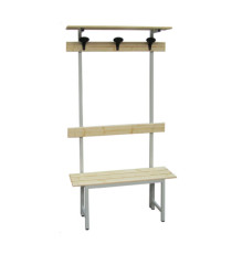 Panca spogliatoio - con alzata - 3 posti - 150 x 40 x 185 cm - legno - Fasma
