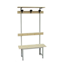 Panca spogliatoio - con alzata - 3 posti - 150 x 40 x 185 cm - legno - Fasma