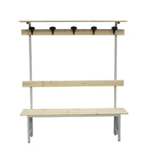 Panca spogliatoio - con alzata - 5 posti - 150 x 40 x 185 cm - legno - Fasma