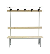 Panca spogliatoio - con alzata - 5 posti - 150 x 40 x 185 cm - legno - Fasma