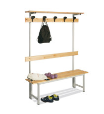 Panca spogliatoio - con alzata - 5 posti - 150 x 40 x 185 cm - legno - Fasma