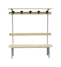 Panca spogliatoio - con alzata - 5 posti - 150 x 40 x 185 cm - legno - Fasma