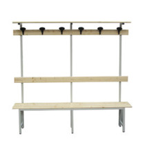 Panca spogliatoio - con alzata - 6 posti - 200 x 40 x185 cm - legno - Fasma