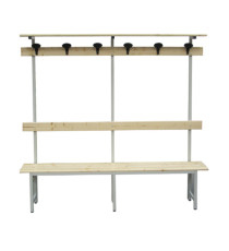 Panca spogliatoio - con alzata - 6 posti - 200 x 40 x185 cm - legno - Fasma