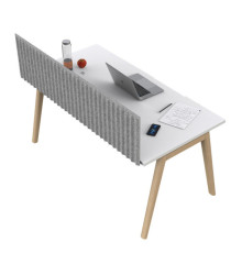 Pannello fonoassorbente per scrivania - 115 x 40 cm - morsetti neri - grigio chiaro