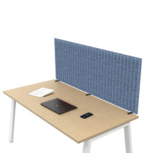 Pannello fonoassorbente per scrivania - 155 x 40 cm - morsetti neri - azzurro