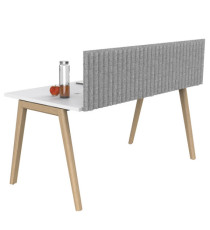 Pannello fonoassorbente per scrivania - 155 x 40 cm - morsetti neri - grigio chiaro