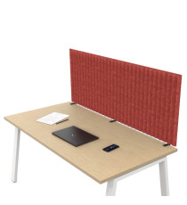 Pannello fonoassorbente per scrivania - 155 x 40 cm - morsetti neri - rosso