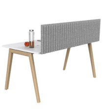 Pannello fonoassorbente per scrivania - 75 x 40 cm - morsetti neri - grigio chiaro