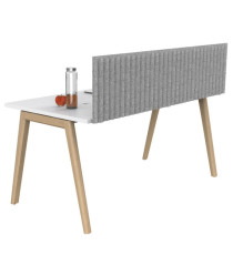 Pannello fonoassorbente per scrivania - 75 x 40 cm - morsetti neri - grigio chiaro