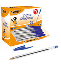 Penna a sfera Cristal - punta media 1,0mm - blu  - Bic - conf. 90+10 pezzi Penna a sfera Cristal - punta media 1,0mm - blu  - Bic - conf. 90+10 pezzi