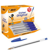 Penna a sfera Cristal - punta media 1,0mm - blu  - Bic - conf. 90+10 pezzi Penna a sfera Cristal - punta media 1,0mm - blu  - Bic - conf. 90+10 pezzi