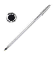 Penna a sfera Cristal Shine con capppuccio - punta media 1,0 mm - nero - fusto silver  - Bic - conf. 20 pezzi