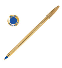 Penna a sfera Cristal Shine con cappuccio - punta media 1,0 mm - blu - fusto gold  - Bic - scatola 20 pezzi Penna a sfera Cristal Shine con cappuccio - punta media 1,0 mm - blu - fusto gold  - Bic - scatola 20 pezzi