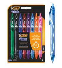 Penna gel scatto Geolocity Quick Dry - punta 0,7 mm - colori assortiti - colori assortiti - Bic - astuccio 8 pezzi