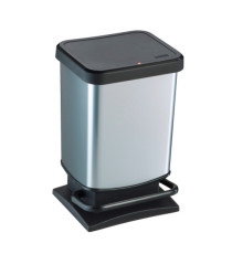 Pattumiera a pedale Paso - 29x27x46 cm - 20 L - PPL metallizzato - nero/argento - Rotho Pattumiera a pedale Paso - 29x27x46 cm - 20 L - PPL metallizzato - nero/argento - Rotho