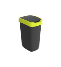 Pattumiera con coperchio basculante - 25 L - 33,3 x 25,2 x 47,6 cm - PPL - nero/verde lime - Rotho Pattumiera con coperchio basculante - 25 L - 33,3 x 25,2 x 47,6 cm - PPL - nero/verde lime - Rotho