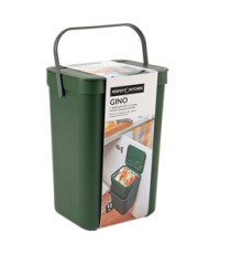 Pattumiera Gino - per rifiuti organici - 24 x 19 x 35,5 cm - 12 lt - verde bosco - Perfetto Pattumiera Gino - per rifiuti organici - 24 x 19 x 35,5 cm - 12 lt - verde bosco - Perfetto