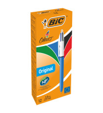 Penna a sfera a scatto  multifunzione  4 Colours Classic  - punta 1,0mm - nero, blu, rosso, verde - Bic -  conf. 12 pezz