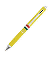 Penna a sfera a scatto multifunzione - fusto giallo gommato Italia - Osama Penna a sfera a scatto multifunzione - fusto giallo gommato Italia - Osama