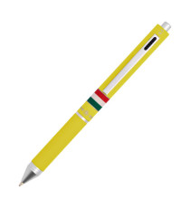 Penna a sfera a scatto multifunzione - fusto giallo gommato Italia - Osama Penna a sfera a scatto multifunzione - fusto giallo gommato Italia - Osama