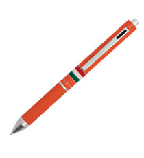Penna a sfera a scatto multifunzione - fusto verde arancione gommato Italia - Osama Penna a sfera a scatto multifunzione - fusto verde arancione gommato Italia - Osama