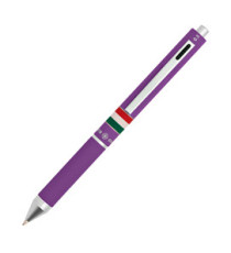 Penna a sfera a scatto multifunzione - fusto viola gommato Italia - Osama Penna a sfera a scatto multifunzione - fusto viola gommato Italia - Osama