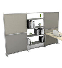 Parete divisoria/libreria Tetrix - 307 x 180,5cm - profilo silver - lino cancun/grigio cera - Studio T Parete divisoria/libreria Tetrix - 307 x 180,5cm - profilo silver - lino cancun/grigio cera - Studio T