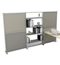 Parete divisoria/libreria Tetrix - 307 x 180,5cm - profilo silver - lino cancun/grigio cera - Studio T Parete divisoria/libreria Tetrix - 307 x 180,5cm - profilo silver - lino cancun/grigio cera - Studio T
