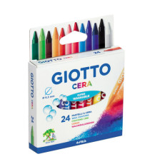 Pastelli a cera - lunghezza 90 mm - diametro 8,5 mm - colori assortiti - Giotto - conf. 24 pezzi