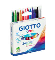 Pastelli a cera - lunghezza 90 mm - diametro 8,5 mm - colori assortiti - Giotto - conf. 24 pezzi