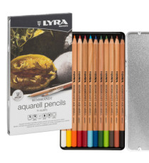 Pastelli Aquarell Rembrandt - 3,7 mm - colori assortiti - Lyra - astuccio metallo 12 pezzi