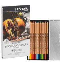 Pastelli colorati Rembrandt Polycolor -  3,7 mm - colori assortiti - Lyra - astuccio in metallo 12 pezzi