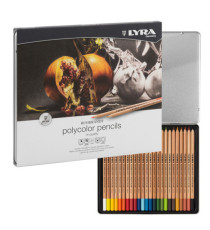 Pastelli colorati Rembrandt Polycolor - 3,7 mm - colori assortiti - Lyra - astuccio metallo 24 pezzi Pastelli colorati Rembrandt Polycolor - 3,7 mm - colori assortiti - Lyra - astuccio metallo 24 pezzi