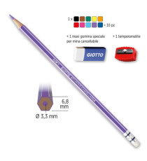 Pastelli colorati Stilnovo - diametro mina 3,3 mm - cancellabile con gomma - colori assortiti - Giotto - astuccio 10 pez
