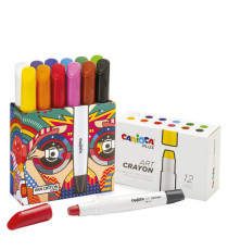 Pastello a cera Art Crayon - Ø 10 mm x 138 mm - colori assortiti - Carioca Plus - conf. 12 pezzi Pastello a cera Art Crayon - Ø 10 mm x 138 mm - colori assortiti - Carioca Plus - conf. 12 pezzi
