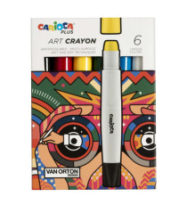 Pastello a cera Art Crayon - Ø 10 mm x 138 mm - colori assortiti - Carioca Plus - conf. 6 pezzi Pastello a cera Art Crayon - Ø 10 mm x 138 mm - colori assortiti - Carioca Plus - conf. 6 pezzi
