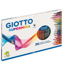 Pastello Supermina - mina 3,8 mm - colori assortiti - Giotto - astuccio 36 pezzi Pastello Supermina - mina 3,8 mm - colori assortiti - Giotto - astuccio 36 pezzi